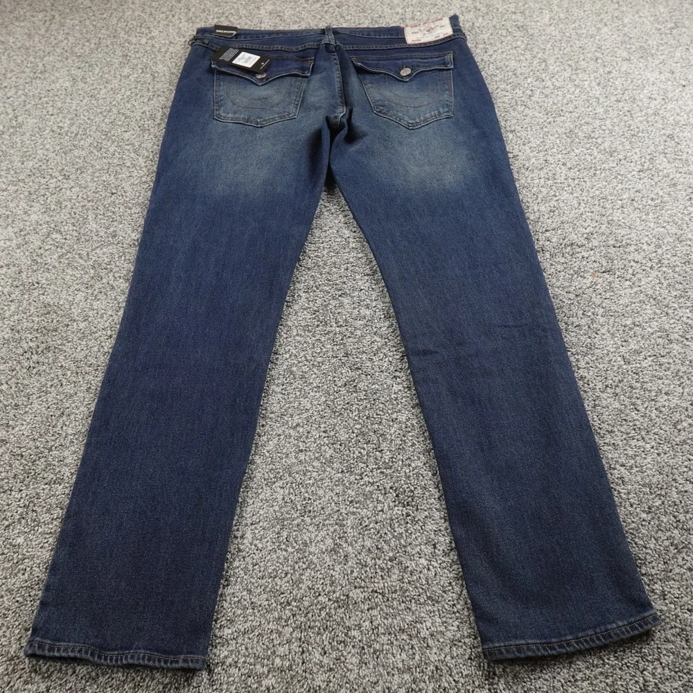 NEW True Religion Jeans‎ Mens 38X32 Blue Denim Rocco Relaxed Skinny Flap Pocket